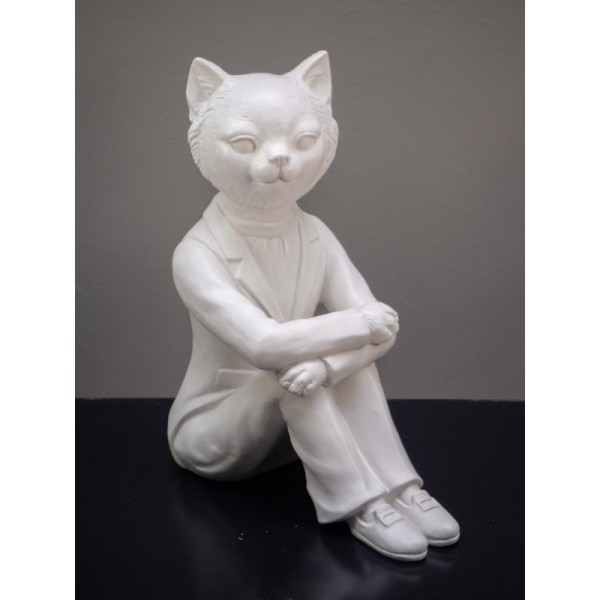 CHAT ASSIS EN CERAMIQUE