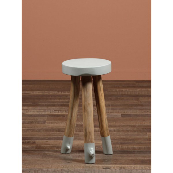 PETIT TABOURET NATURAL ET GRIS