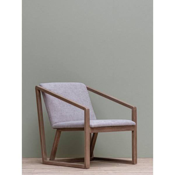 FAUTEUIL BOIS TISSU GRIS
