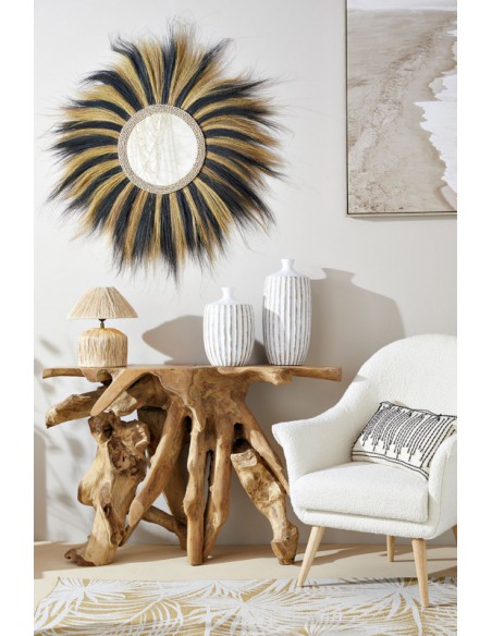 MIROIR ABACA BICOLORE 45CM