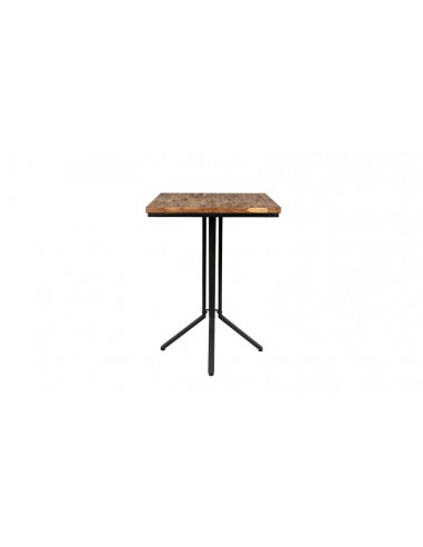 BAR TABLE HAUTE CARREE METAL ET BOIS