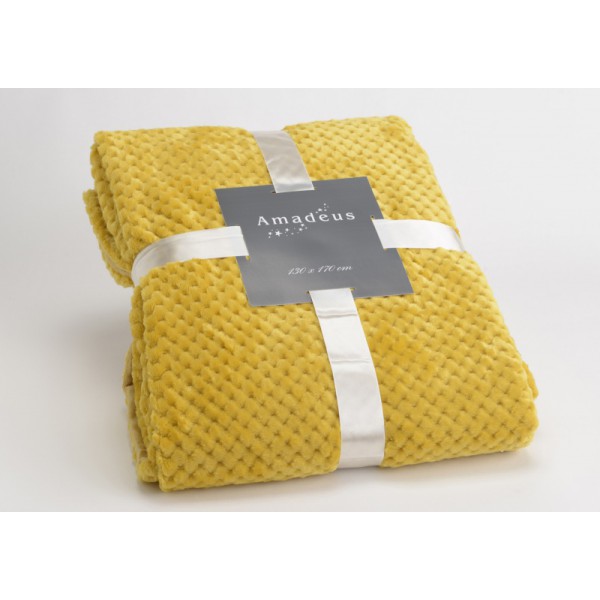 PLAID DAMIER MOUTARDE 130X170
