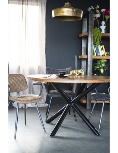 TABLE RONDE MANGUIER ET FER 130X