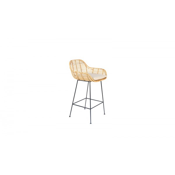 TABOURET-ROTIN-COUSSIN