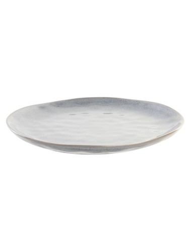 ASSIETTE-PLATE-GRES-EMAILLE-GRIS-BLEU
