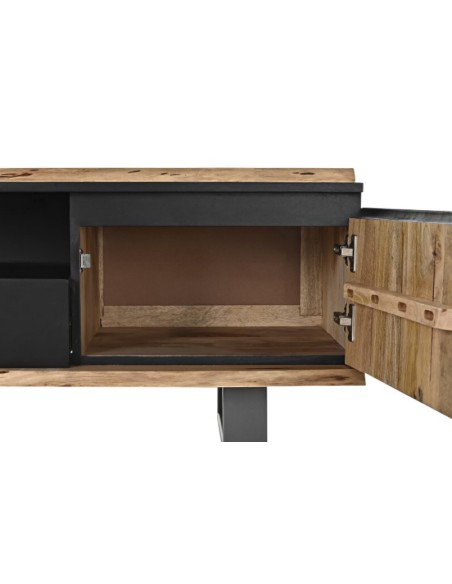 MEUBLE-TV-MANGUIER-BRUT-ET-NOIR-145X45X50